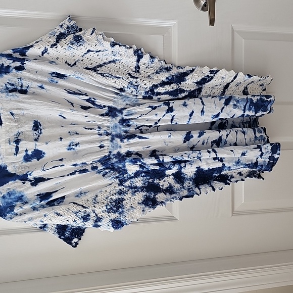 Blue and White Tie-Dye Mini Dress - Picture 6 of 7